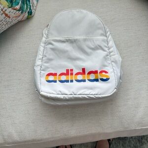 Adidas White Backpack with Multicolor Logo
